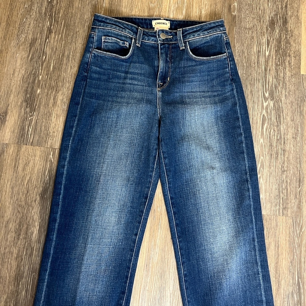 L’agence Wanda blue wide leg raw hem jeans size 25 - Picture 4 of 8